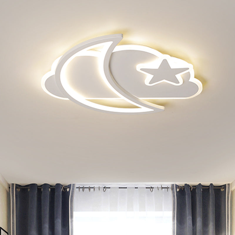 Moon Night Sky Ultrathin Ceiling Lighting Nordic Acrylic White LED Flush Mounted Light for Bedroom