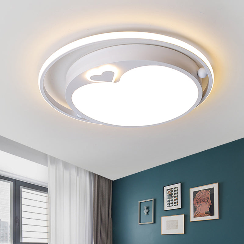 White Apple Ceiling Flush Light Fixture Nordic LED Acrylic Flush Mount Lighting in Warm/White Light