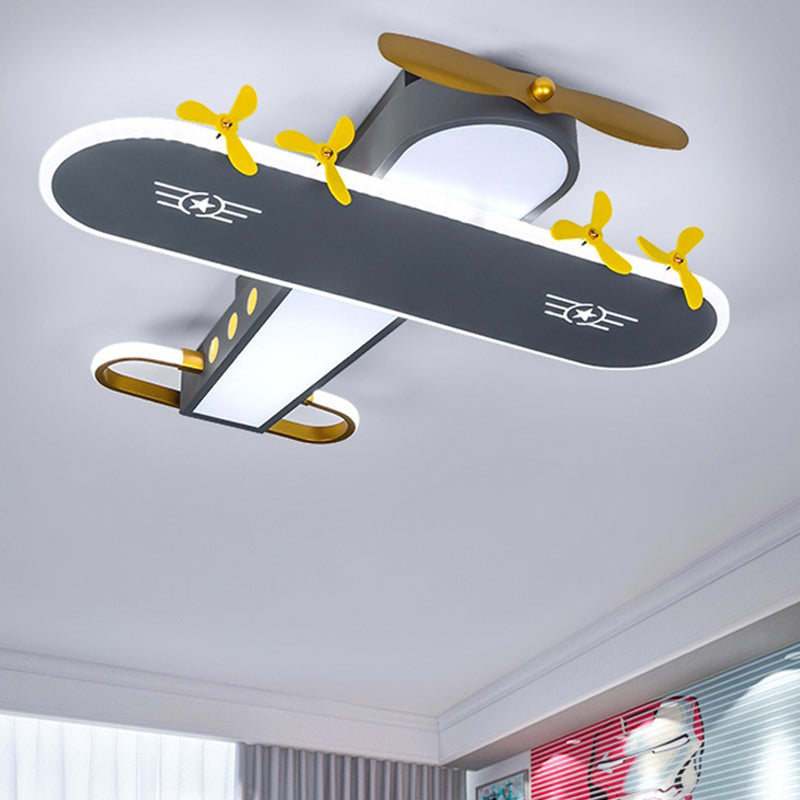 Metal Aircraft Flush Massimale Light Kids Black LED Flush Montato Lamp for Children Room