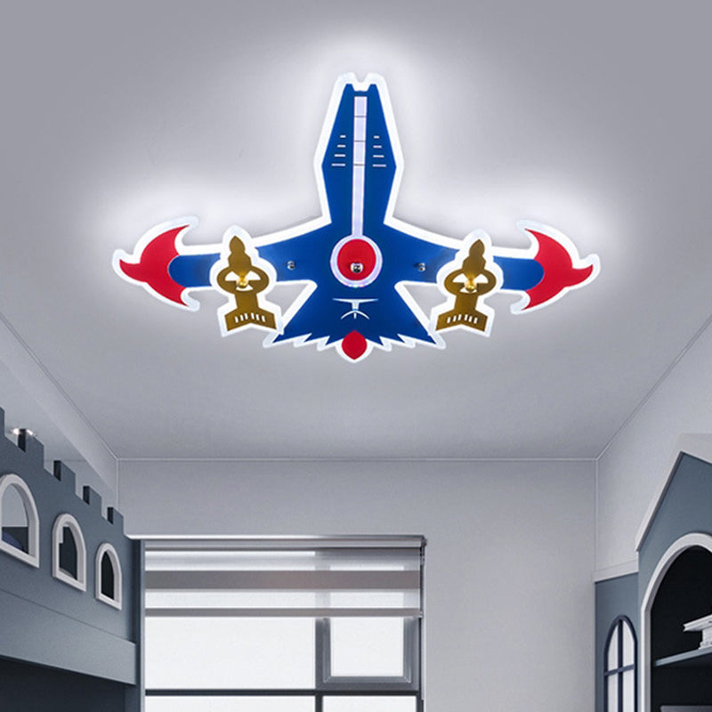 Lampada da incasso a LED in acrilico per aereo da cartone animato vicino all'illuminazione a soffitto in blu per la camera da letto del ragazzo