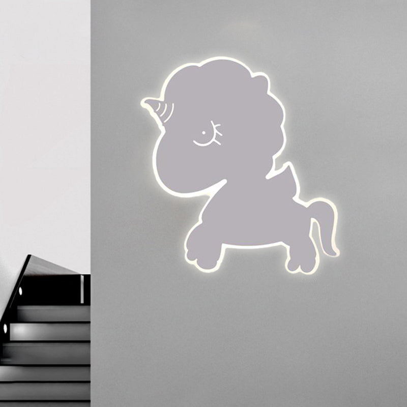 Eenhoorn muur gemonteerd verlichtingsarmatuur cartoon ijzer roze/blauw/witte LED -spoelbevestiging sconce voor kinderdagverblijf