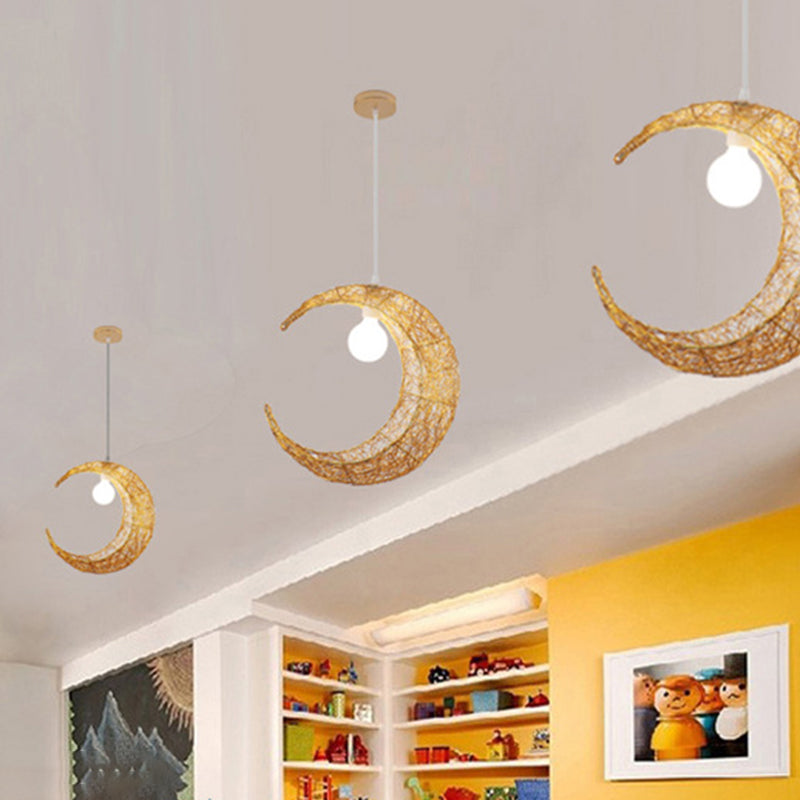 Aluminum Wire Woven Crescent Pendant Lamp Contemporary 1 Head Silver/Gold Suspended Lighting Fixture