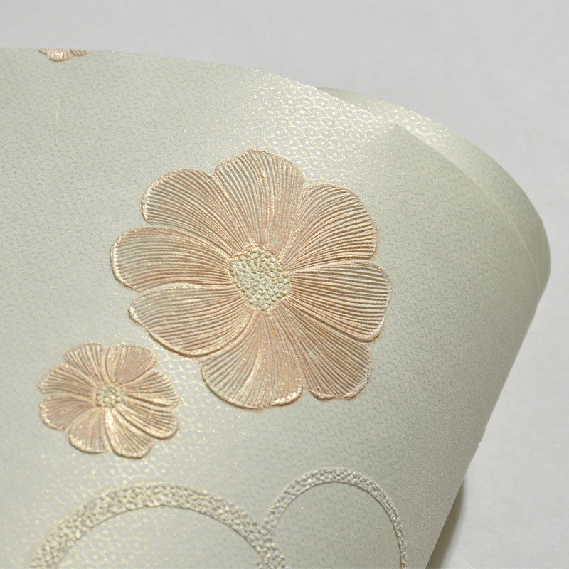 Decorative Dense Flower Design Wallpaper Roll Non-Woven Fabric Simple Wall Covering for Kids, Easy to Remove