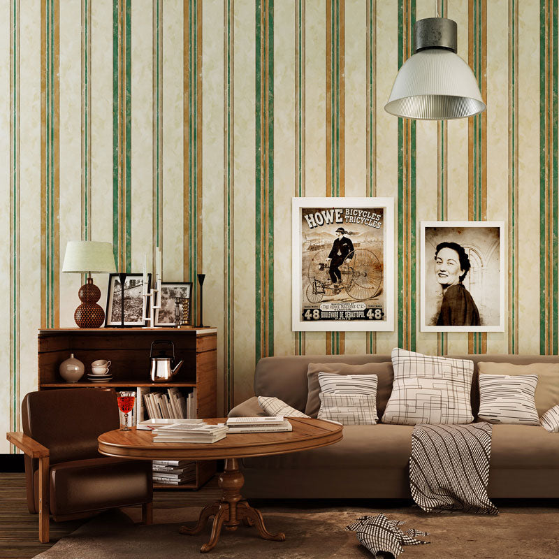 Retro Vertical Stripe Wallpaper Roll in Natural Color Home Decorative Wall Covering, 20.5" by 33'