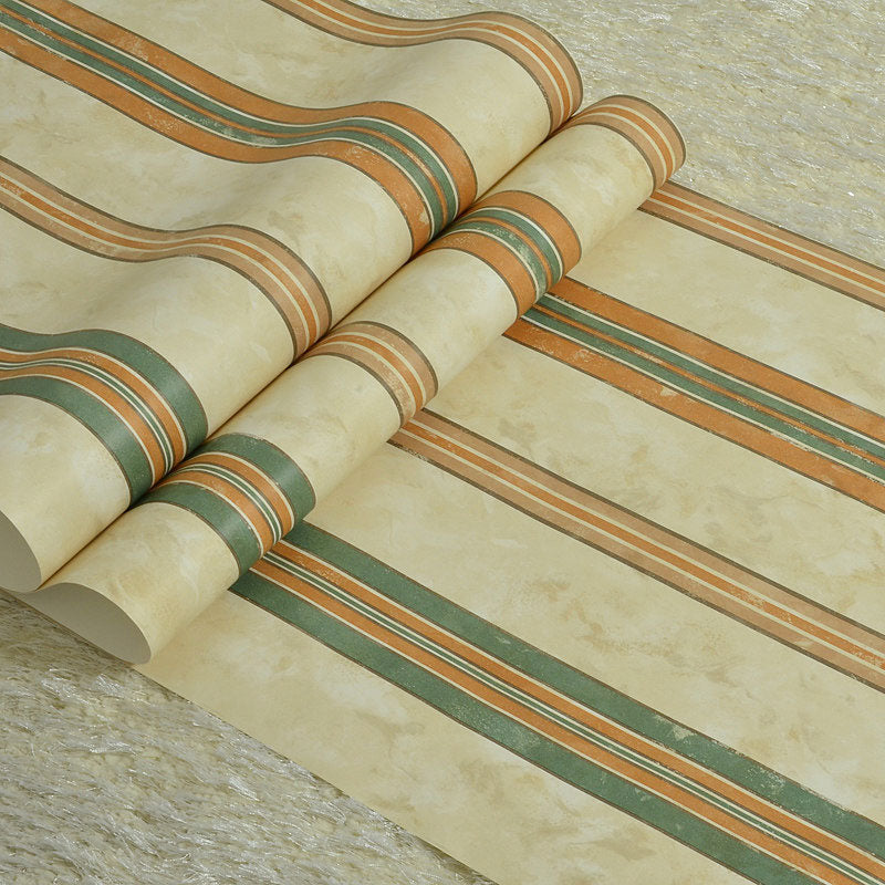 Retro Vertical Stripe Wallpaper Roll in Natural Color Home Decorative Wall Covering, 20.5" by 33'