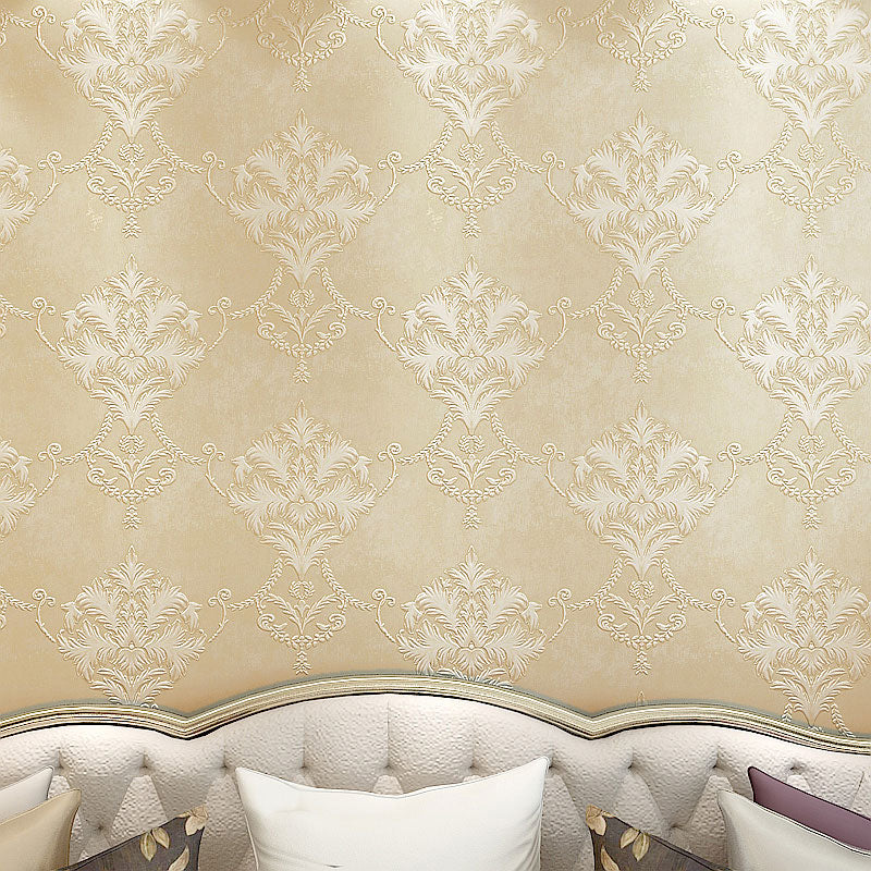 Damask Design Wallpaper Roll for Bedroom in Neutral Color, 33 ft. x 20.5 in, Non-Pasted
