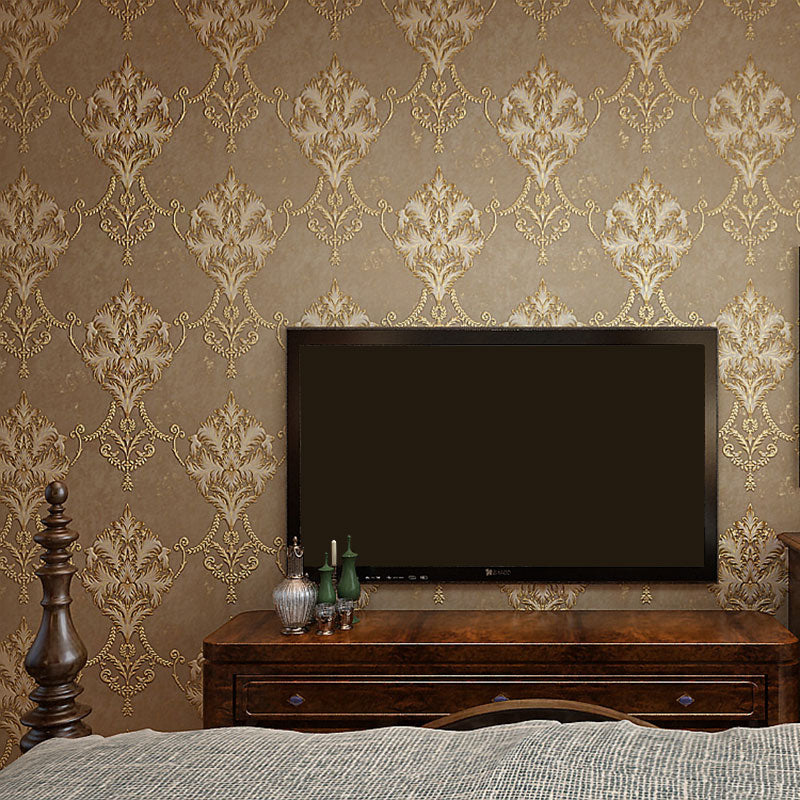 Damask Design Wallpaper Roll for Bedroom in Neutral Color, 33 ft. x 20.5 in, Non-Pasted