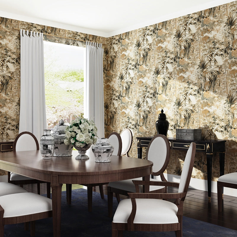 Thai Wallpaper Roll in Natural Color Coconut Tree Wall Covering, 20.5"W x 33'L, Non-Pasted