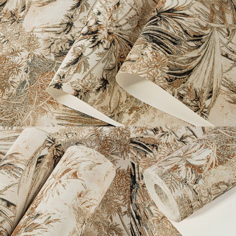 Thai Wallpaper Roll in Natural Color Coconut Tree Wall Covering, 20.5"W x 33'L, Non-Pasted