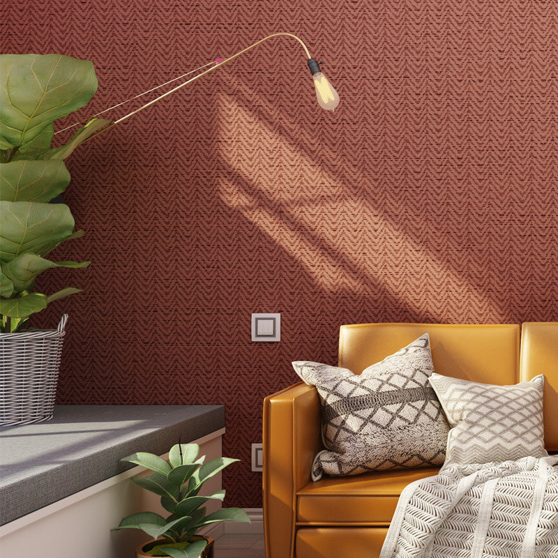 Stain-Resistant Linen Surface Wallpaper 33' x 20.5" Asia Inspired Wall Decor for Living Room