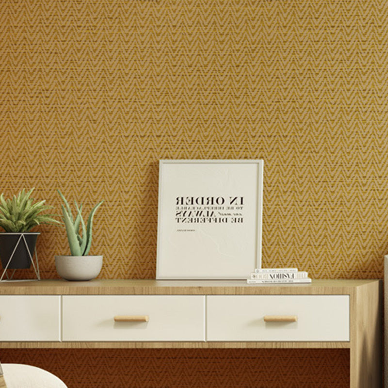 Stain-Resistant Linen Surface Wallpaper 33' x 20.5" Asia Inspired Wall Decor for Living Room