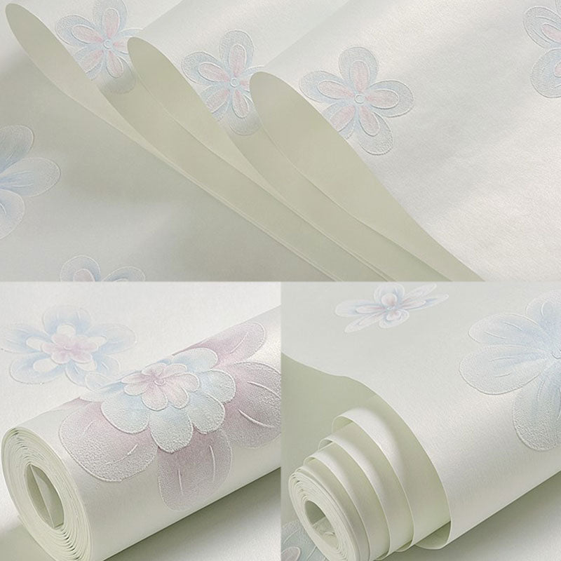 Rouleau de papier peint floral pour chambre d'enfant, décoration murale en tissu non tissé de couleur pastel, résistant à l'eau
