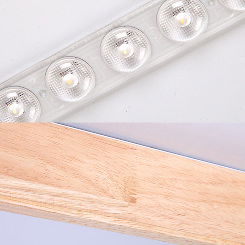 12"/16"/19.5" Wide Beige Square Flush Mount Lighting Modern Led Wood Flush Ceiling Lamp Fixture in White/Warm Light