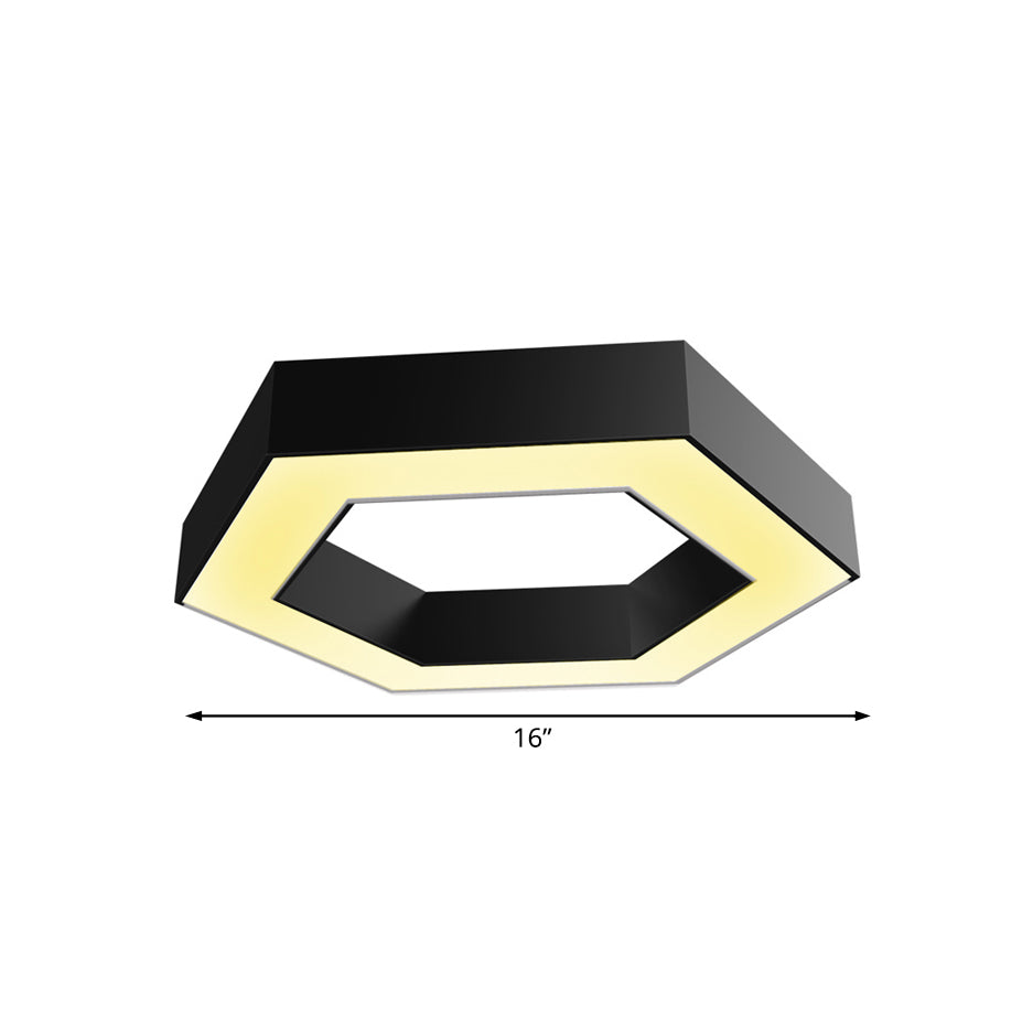 Honeycomb Flush Mount Modern Metal Led 16"/23.5"/31.5" Breed Zwart voor Kantoor in Wit/Warm Licht met Ingebouwde Diffuser