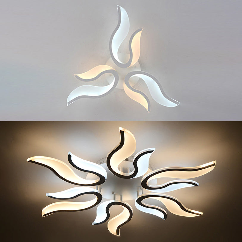 Blossoming Living Room Flush Mount Light Acrylic LED 3/6/9-Light Modern Ceiling Light Fixture in Warm/White/Natural Light