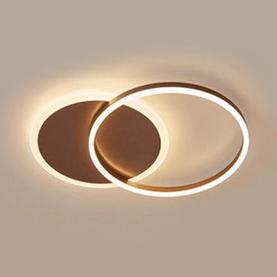 2/3/5 Lights Living Room Flush Ceiling Light with Ring Acrylic Shade Brown Flushmount in Warm/White Light