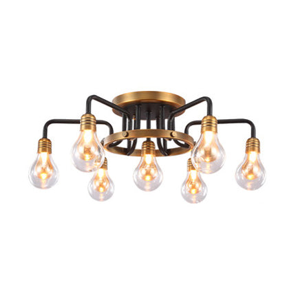 Bulbe en verre transparent semi-flush lampe moderniste multimaliques LED Semi Flush Plafond Lightture