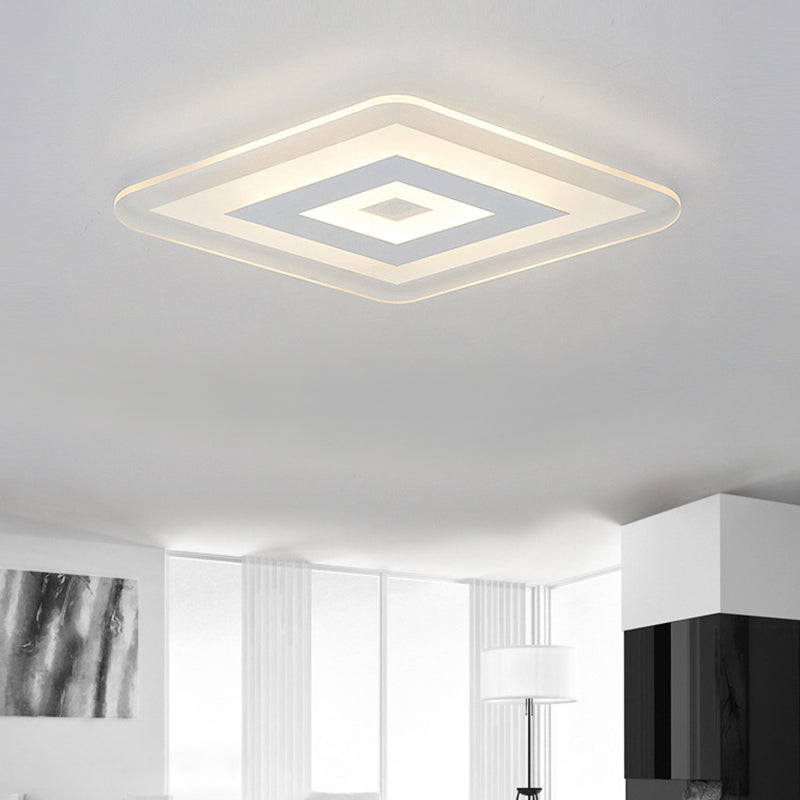 23"/31"/47" Brede Dunne Acryl Flush Mount Licht Eenvoudige LED Witte Plafondlamp in Warm/Wit Licht