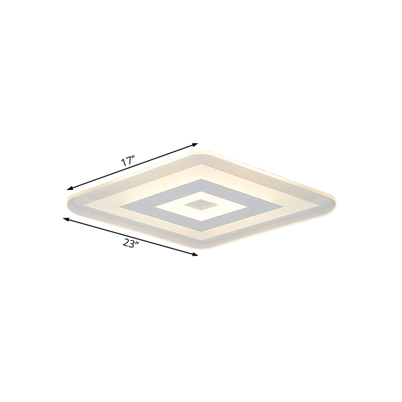 23"/31"/47" Brede Dunne Acryl Flush Mount Licht Eenvoudige LED Witte Plafondlamp in Warm/Wit Licht