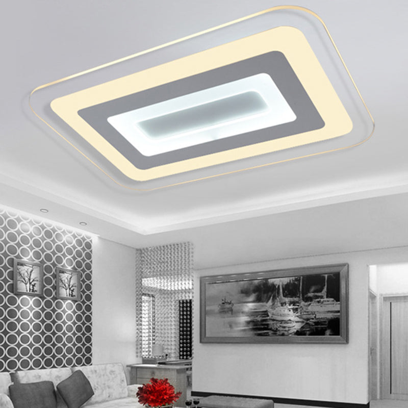 23"/31"/47" Brede Dunne Acryl Flush Mount Licht Eenvoudige LED Witte Plafondlamp in Warm/Wit Licht