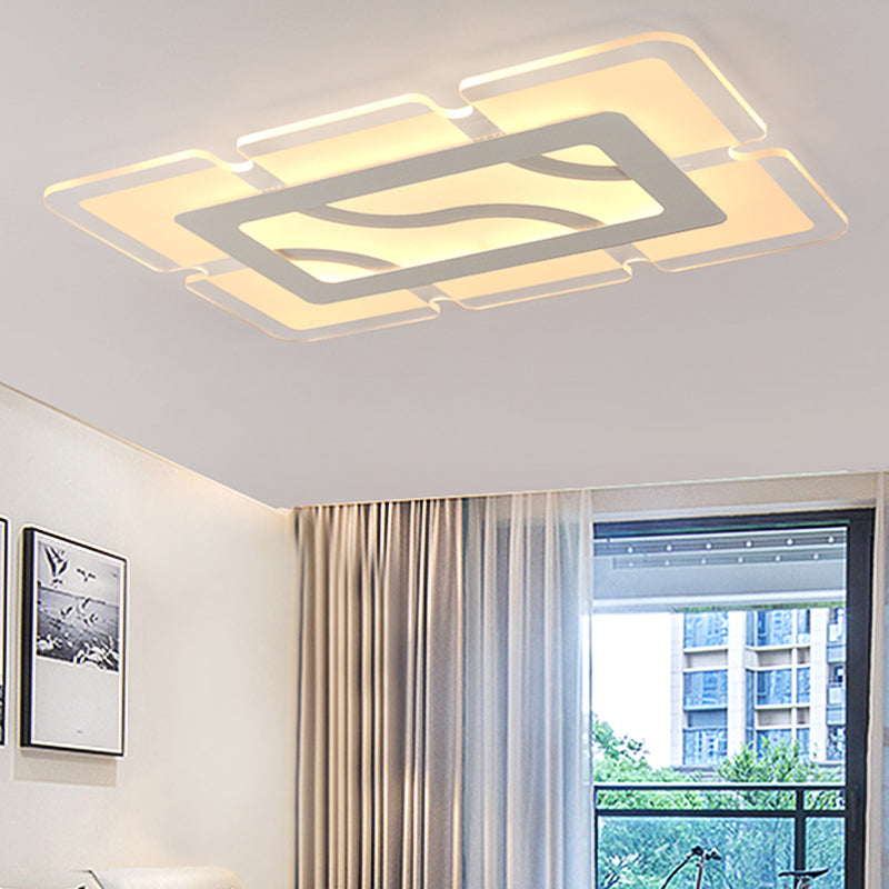 Lámpara rectangular de montaje empotrado Simplicity LED acrílico de 23,5"/35,5"/47" de ancho Luz de techo blanca en luz blanca/cálida