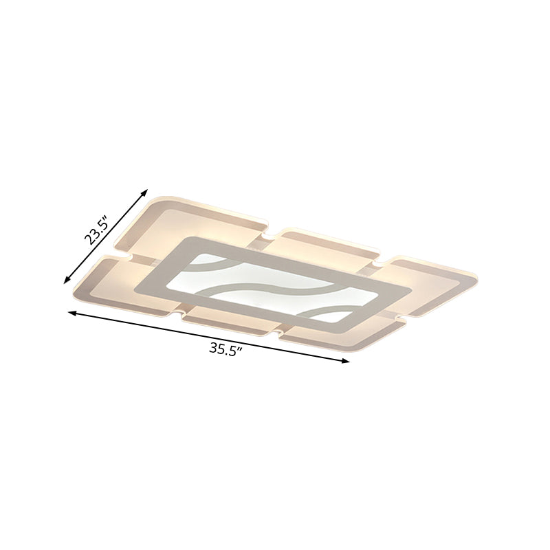 Lámpara rectangular de montaje empotrado Simplicity LED acrílico de 23,5"/35,5"/47" de ancho Luz de techo blanca en luz blanca/cálida