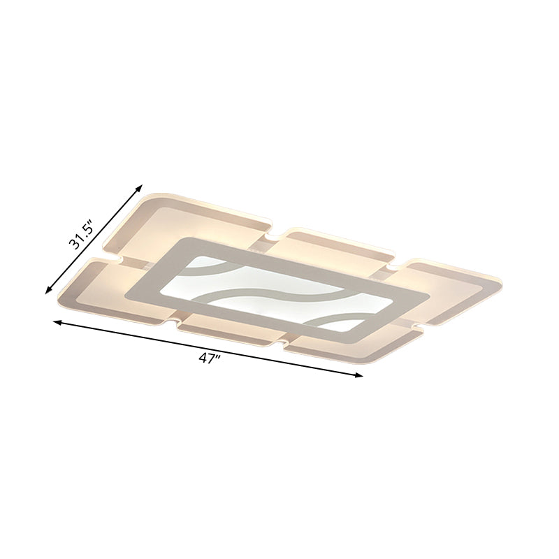 Lámpara rectangular de montaje empotrado Simplicity LED acrílico de 23,5"/35,5"/47" de ancho Luz de techo blanca en luz blanca/cálida