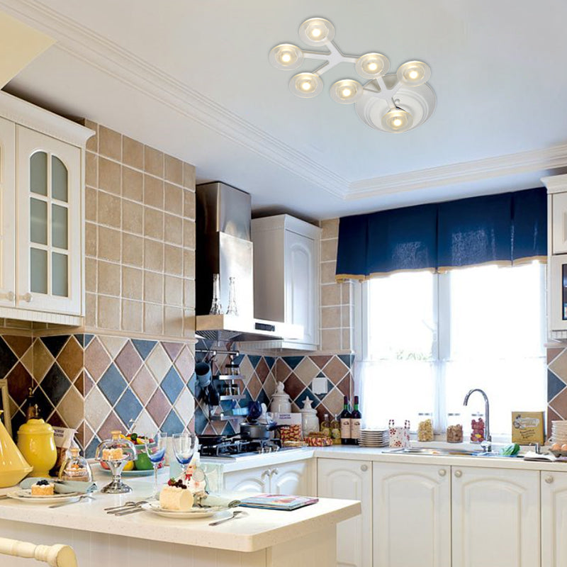 LED 7/9/10 Lights Kitchen Flushmount Light with Round Acrylic Shade White Flush Ceiling Light in Warm/White Light