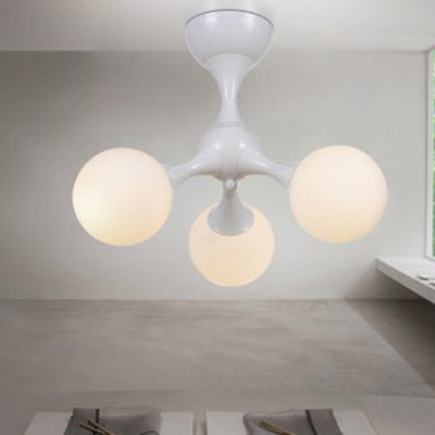 Molecular Semi Flush Light Nordic Style Frosted Glass 3 Lights Ceiling Mounted Light in Chrome/White for Living Room