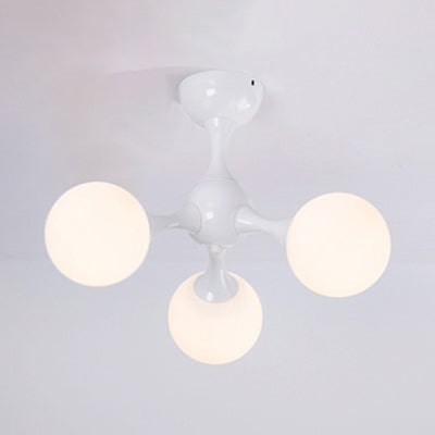 Molecular Semi Flush Light Nordic Style Frosted Glass 3 Lights Ceiling Mounted Light in Chrome/White for Living Room