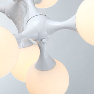 Molecular Semi Flush Light Nordic Style Grosted Verre 3 LIGLES PLAFIC LEIL MONTANT EN CHROME / BLANC POUR LE SOIR