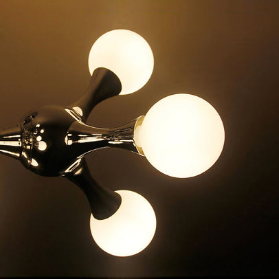 Molecular Semi Flush Light Nordic Style Frosted Glass 3 Lights Ceiling Mounted Light in Chrome/White for Living Room