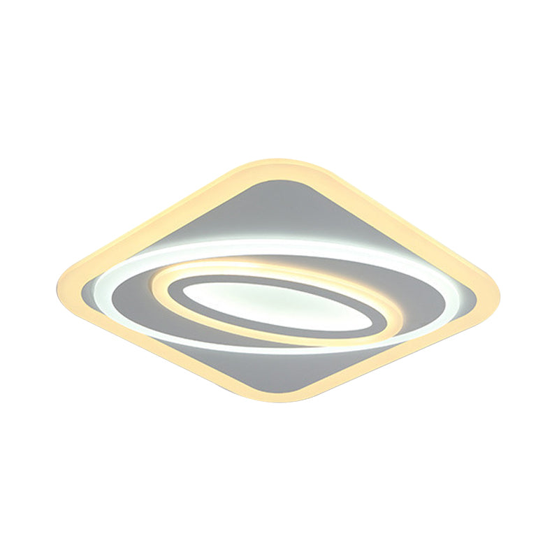 Plafonnier LED géométrique contemporain en acrylique de 8"/19,5" de large pour chambre à coucher, lumière chaude/blanche