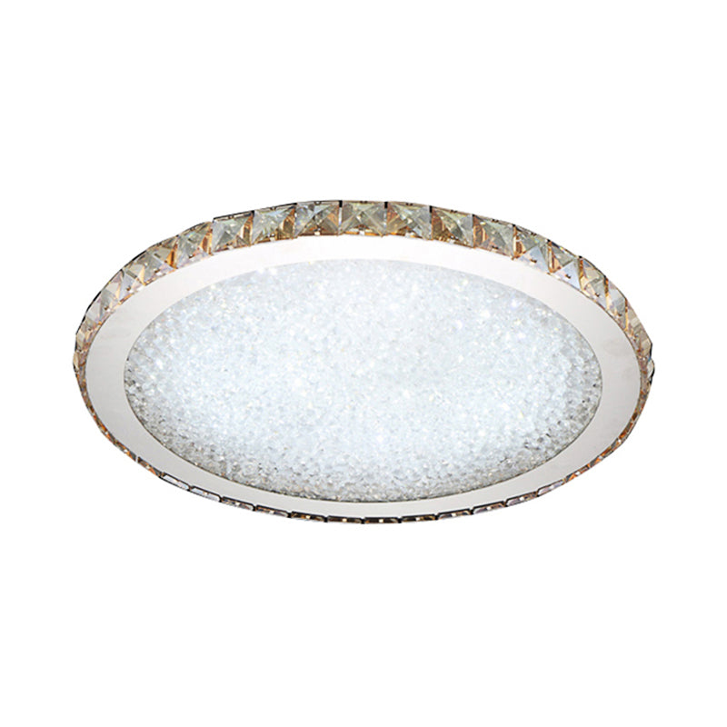 Plafonnier circulaire moderne à 1 lumière en cristal clair/ambre de 8,5"/14"/18" de large, luminaire de plafond à LED en lumière chaude/blanche