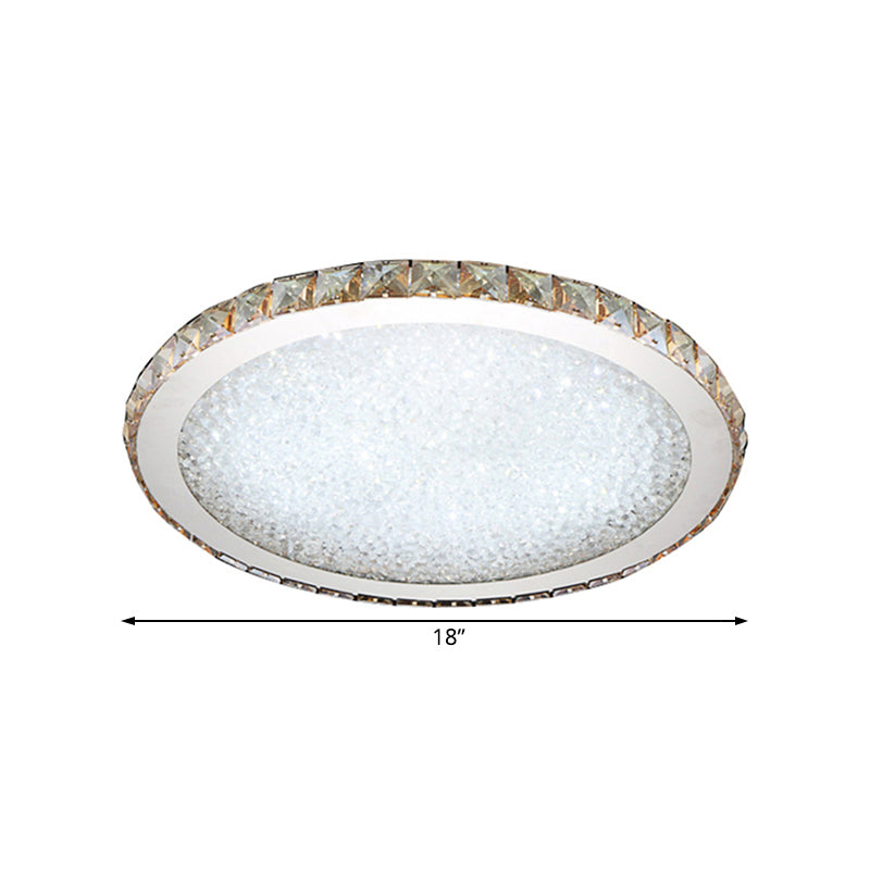 Plafonnier circulaire moderne à 1 lumière en cristal clair/ambre de 8,5"/14"/18" de large, luminaire de plafond à LED en lumière chaude/blanche
