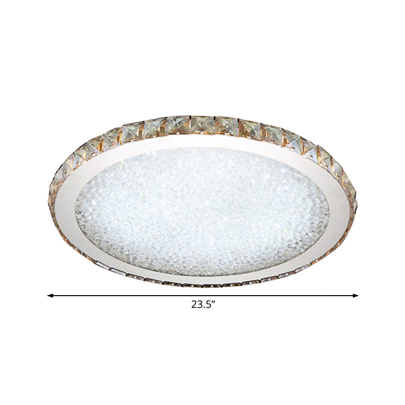 Plafonnier circulaire moderne à 1 lumière en cristal clair/ambre de 8,5"/14"/18" de large, luminaire de plafond à LED en lumière chaude/blanche