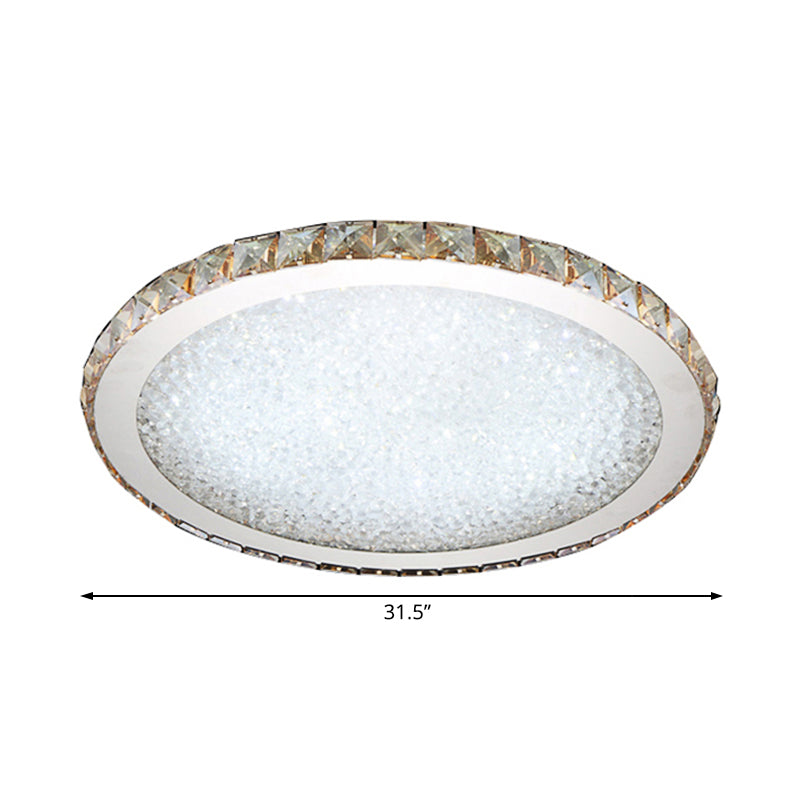 Plafonnier circulaire moderne à 1 lumière en cristal clair/ambre de 8,5"/14"/18" de large, luminaire de plafond à LED en lumière chaude/blanche
