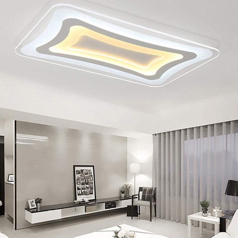 23.5"/35.5"/47" Wide Rectangular Acrylic Flushmount Simple LED White Ceiling Light in Warm/White Light