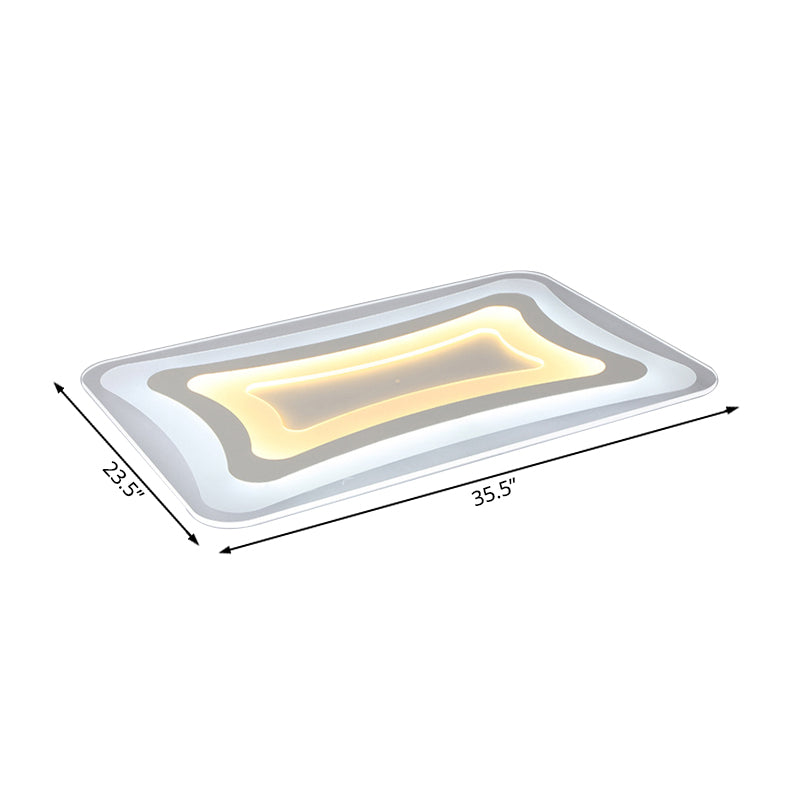 23.5"/35.5"/47" Wide Rectangular Acrylic Flushmount Simple LED White Ceiling Light in Warm/White Light