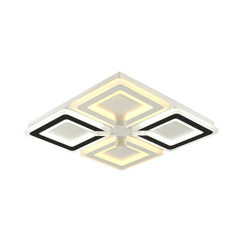 Diamond Pattern Flushmount Light Modern Acrylic LED Living Room Flush Mount Lamp in Warm/White/Second Gear