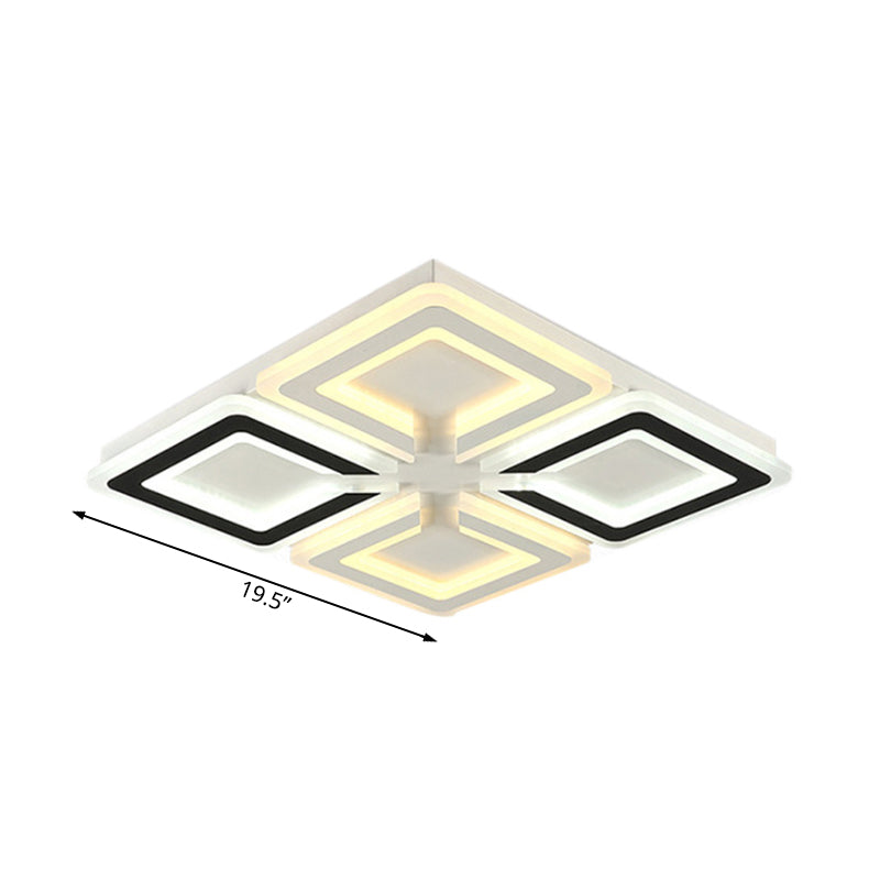 Diamond Pattern Flushmount Light Modern Acrylic LED Living Room Flush Mount Lamp in Warm/White/Second Gear