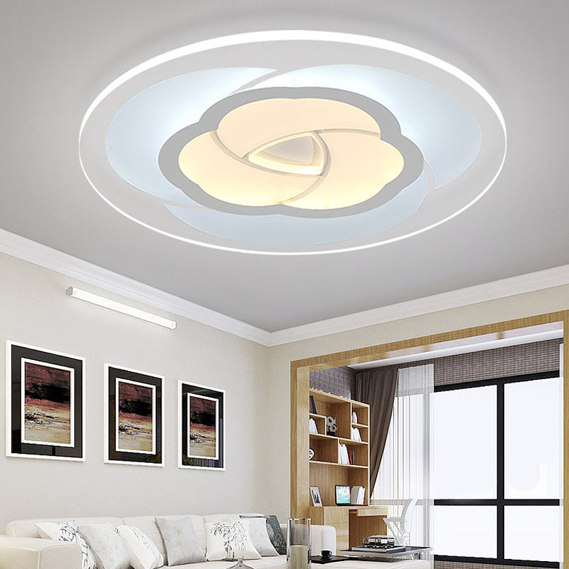 Plafonnier LED encastrable pour chambre à coucher, 8/16.5/20.5 pouces de large, avec abat-jour en acrylique en forme de fleur, plafonnier blanc, lumière chaude/blanche