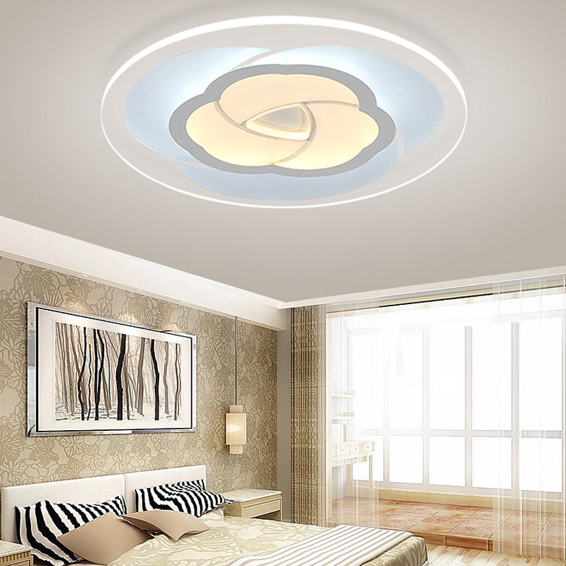 Plafonnier LED encastrable pour chambre à coucher, 8/16.5/20.5 pouces de large, avec abat-jour en acrylique en forme de fleur, plafonnier blanc, lumière chaude/blanche