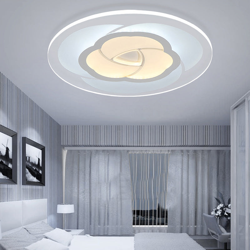 Plafonnier LED encastrable pour chambre à coucher, 8/16.5/20.5 pouces de large, avec abat-jour en acrylique en forme de fleur, plafonnier blanc, lumière chaude/blanche