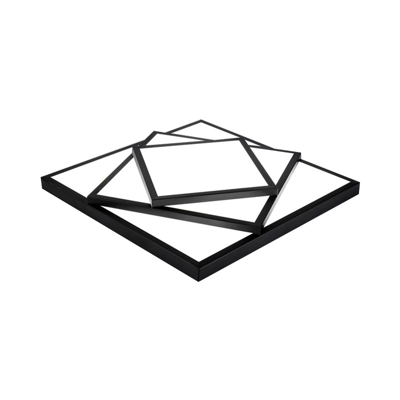 Plafonnier rectangulaire/carré noir/blanc à LED en métal moderne pour salon, 40,6 cm/49,5 cm/63,5 cm de large