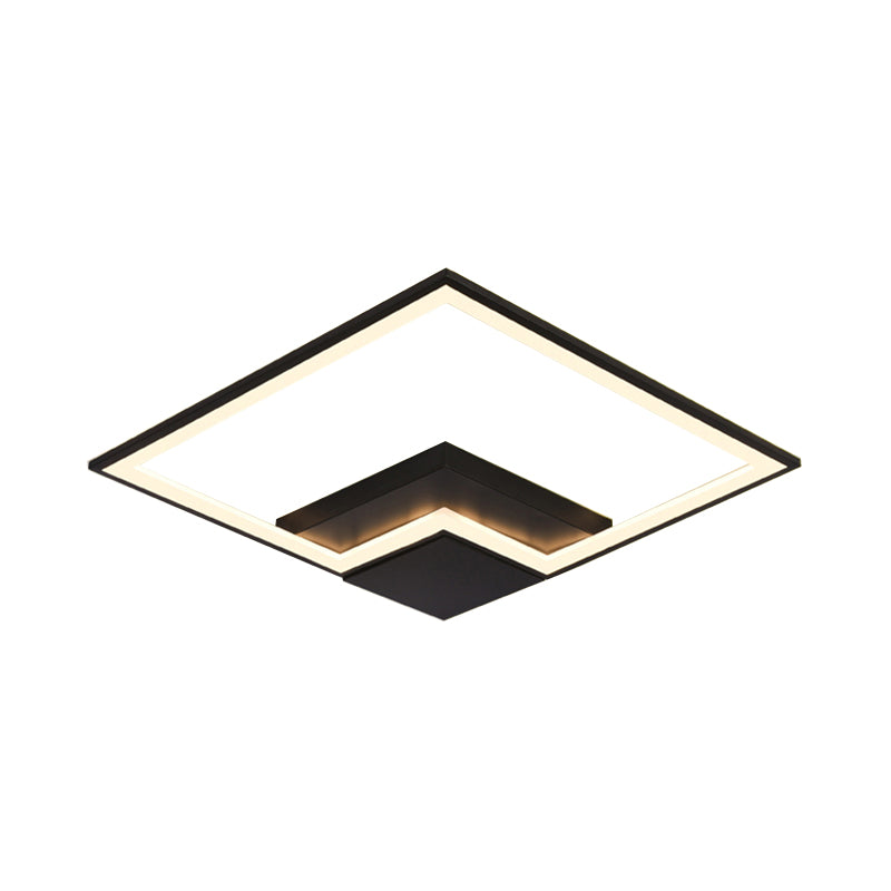 Black/White/Black and White Torch Square Ceiling Lamp Simplicity 16"/19.5"/23.5" Wide LED Acrylic Flush Mount Light in Warm/White Light