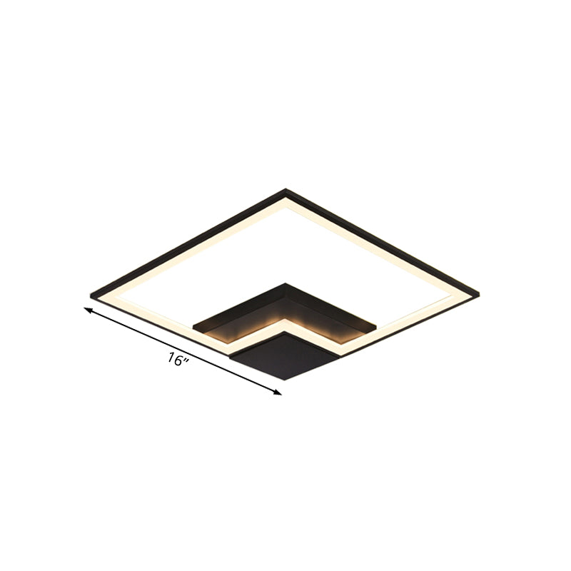Black/White/Black and White Torch Square Ceiling Lamp Simplicity 16"/19.5"/23.5" Wide LED Acrylic Flush Mount Light in Warm/White Light