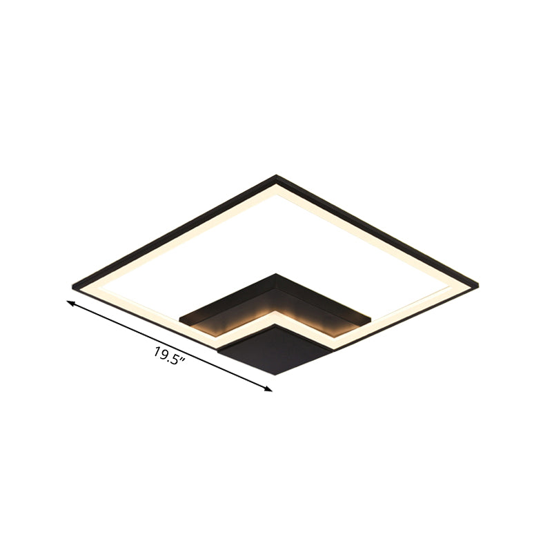 Black/White/Black and White Torch Square Ceiling Lamp Simplicity 16"/19.5"/23.5" Wide LED Acrylic Flush Mount Light in Warm/White Light