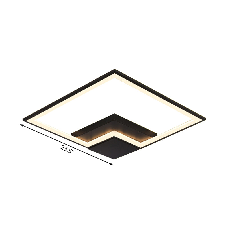 Black/White/Black and White Torch Square Ceiling Lamp Simplicity 16"/19.5"/23.5" Wide LED Acrylic Flush Mount Light in Warm/White Light