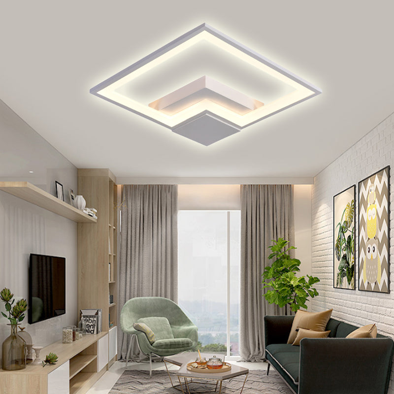 Black/White/Black and White Torch Square Ceiling Lamp Simplicity 16"/19.5"/23.5" Wide LED Acrylic Flush Mount Light in Warm/White Light